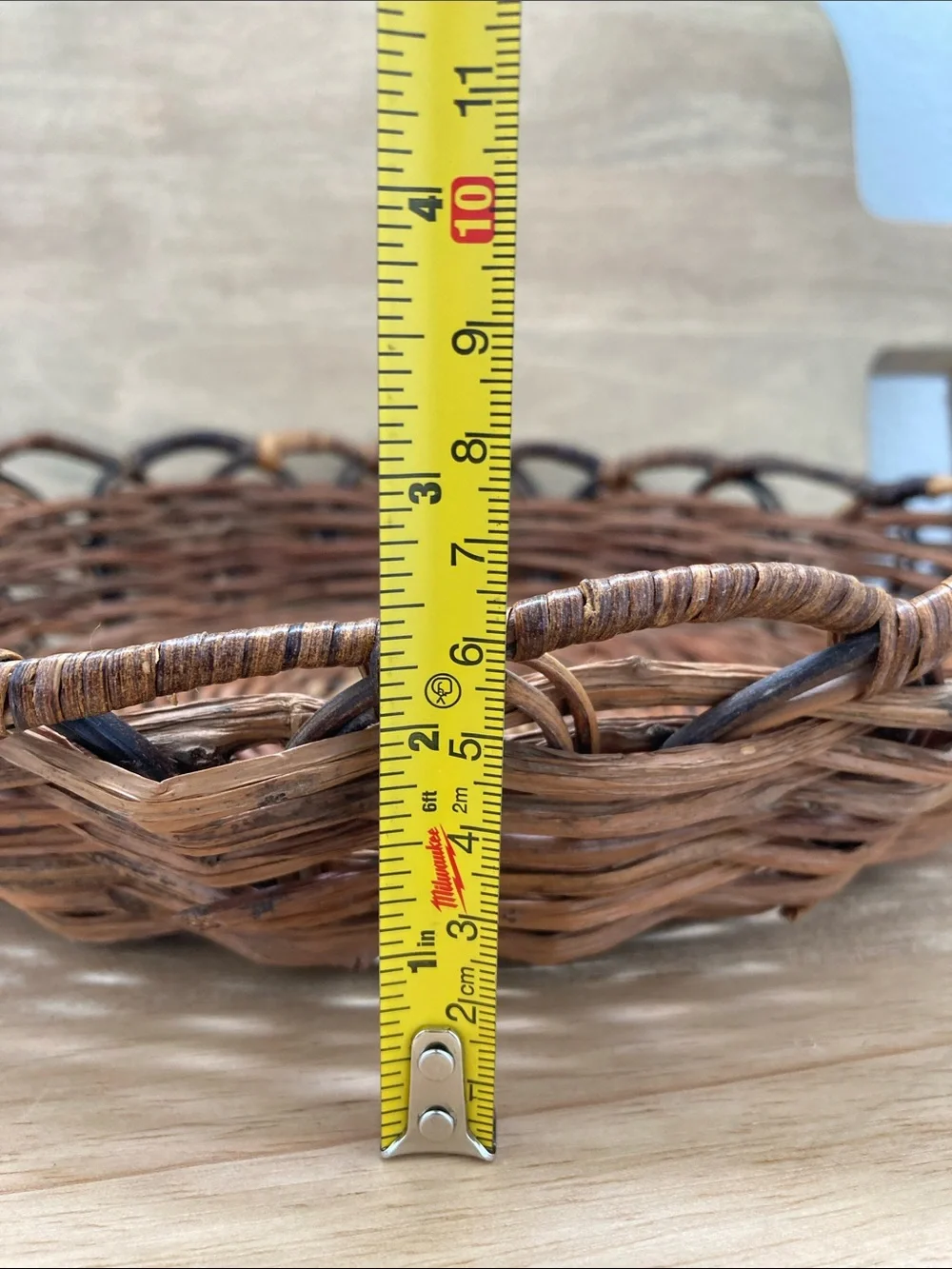 SALE! 70% Off Vintage Natural Brown Woven Rattan Serving Basket - Handcrafted